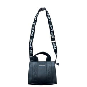 bebe Black Logo Strap Crossbody Bag with Top Handles
